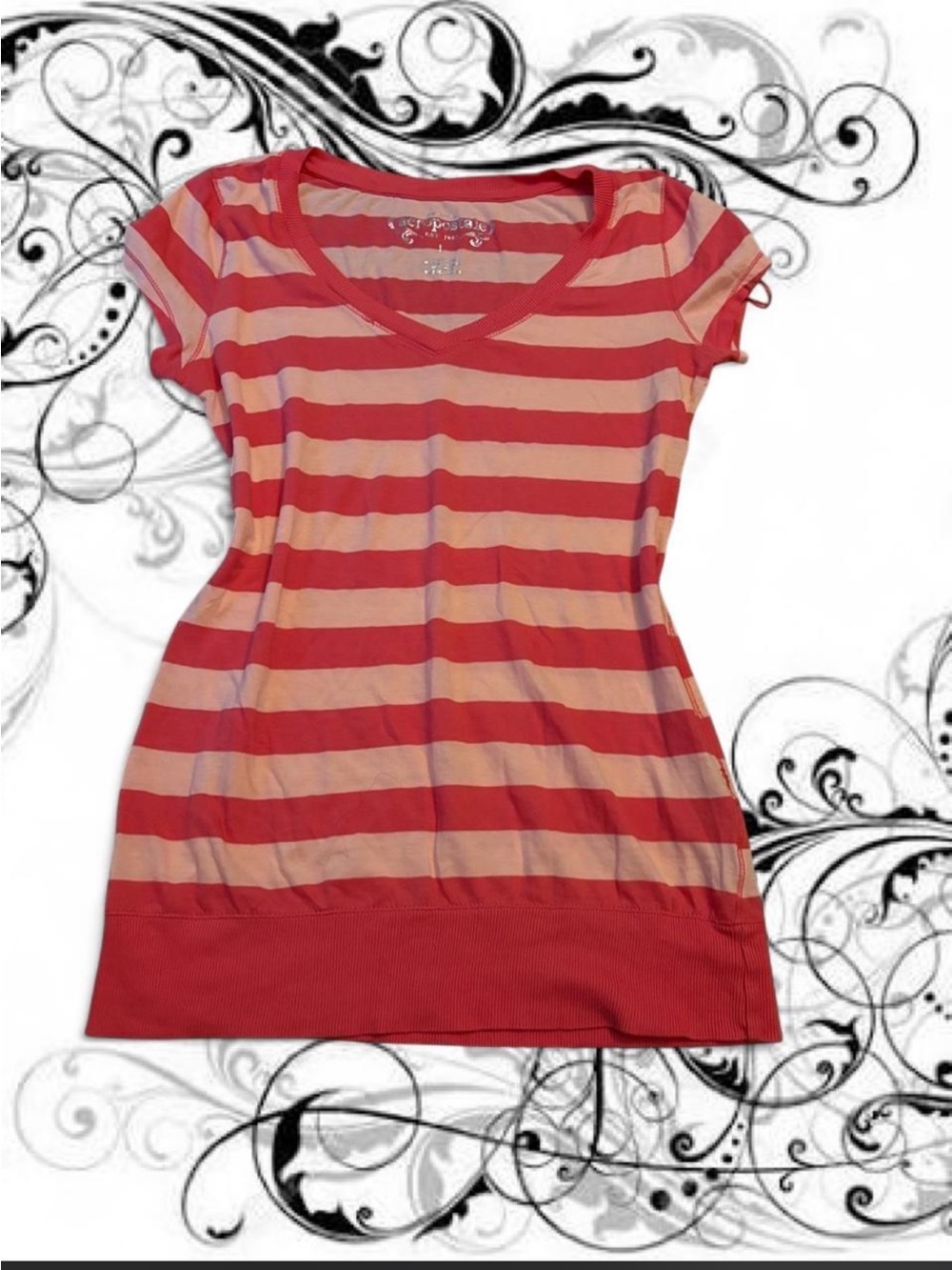 Y2K 2000s Aeropostale Pink Striped V-Neck Babydoll Top🩰💗